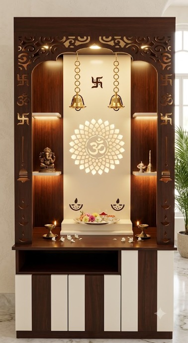 OM Mandir with shelves